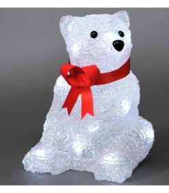 Konstsmide, guirlandes lumineuses de Noël Ours Lumineux A Led En Acrylique Avec Ruban Rouge, 18 Cm Sale