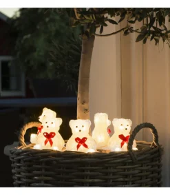 Konstsmide, guirlandes lumineuses de Noël Oursons Lumineux A Led En Acrylique Avec Ruban Rouge, 12 Cm Best