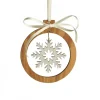 Waldfabrik, photophore en bois et étoile sapin de Noël Pendentif En Bois D'Olivier Motif Cristal De Neige N°2 Best