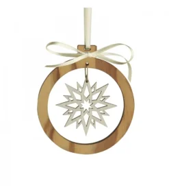 Waldfabrik, photophore en bois et étoile sapin de Noël Pendentif En Bois D'Olivier Motif Cristal De Neige N°1 Sale