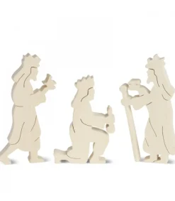 Waldfabrik, photophore en bois et étoile sapin de Noël Personnages De Crèche, Rois Mages Bois Naturel, 10 Cm Best