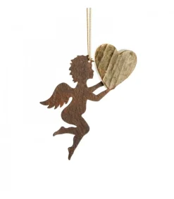 Waldfabrik, photophore en bois et étoile sapin de Noël Petit Ange En Metal A Suspendre Et Coeur En Bois Hot