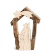 Waldfabrik, photophore en bois et étoile sapin de Noël Petite Crèche De Noël En Ecorce 7,5 Cm, Avec Nativite En Bois D'Erable Sale
