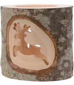 Waldfabrik, photophore en bois et étoile sapin de Noël Photophore En Bois Avec 2 Motifs En Bois Cisele, Renne Hot