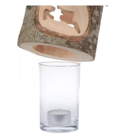 Waldfabrik, photophore en bois et étoile sapin de Noël Photophore En Bois Avec 2 Motifs En Bois Cisele, Renne Hot