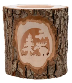 Waldfabrik, photophore en bois et étoile sapin de Noël Photophore En Bois Cisele, Elan Dans La Foret Hot