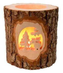 Waldfabrik, photophore en bois et étoile sapin de Noël Photophore En Bois Cisele, Elan Dans La Foret Hot
