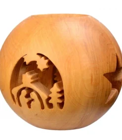 Waldfabrik, photophore en bois et étoile sapin de Noël Photophore En Bois, Forme Spherique, Motif Crèche