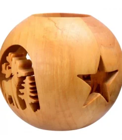 Waldfabrik, photophore en bois et étoile sapin de Noël Photophore En Bois Forme Spherique, Motif Cerf En Foret Sale