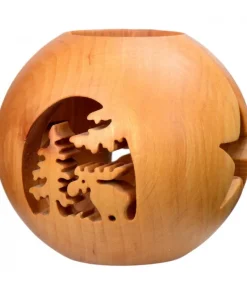 Waldfabrik, photophore en bois et étoile sapin de Noël Photophore En Bois Forme Spherique, Motif, Motif Elan