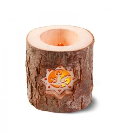Waldfabrik, photophore en bois et étoile sapin de Noël Photophore En Rondin De Bois, 2 Motifs Crèche Et Bougie New