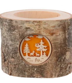 Waldfabrik, photophore en bois et étoile sapin de Noël Photophore En Rondin De Bois, 1 Motif Animaux De La Foret Online