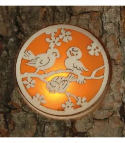 Waldfabrik, photophore en bois et étoile sapin de Noël Photophore En Rondin De Bois Avec 3 Motifs Nature