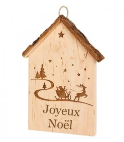 Waldfabrik, photophore en bois et étoile sapin de Noël Plaque De Porte En Bois A Suspendre "Joyeux Noël" Outlet