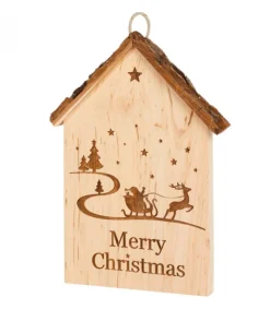 Waldfabrik, photophore en bois et étoile sapin de Noël Plaque De Porte En Bois A Suspendre "Merry Christmas"