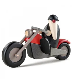 Köhler, Père Noël en bois Père Noël Moderne A Moto Au Look Rocker Clearance