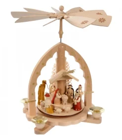 Richard Glasser, Pyramides de Noël allemandes Pyramide A 4 Bougies En Bois Pour Un Noël Traditionnel Sale