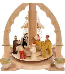Richard Glasser, Pyramides de Noël allemandes Pyramide A 4 Bougies En Bois Pour Un Noël Traditionnel Sale