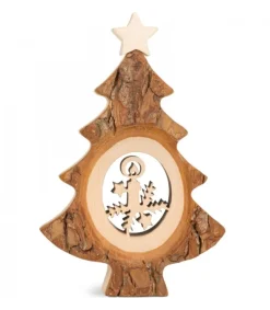 Waldfabrik, photophore en bois et étoile sapin de Noël Sapin De Noël En Bois Avec Bougie Ciselee, 12 Cm Best