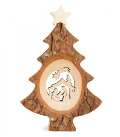 Waldfabrik, photophore en bois et étoile sapin de Noël Sapin De Noël En Bois Avec Crèche Ciselee, 12 Cm Hot