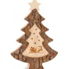 Waldfabrik, photophore en bois et étoile sapin de Noël Sapin De Noël En Bois Avec Gravure Père Noël Et Luge, 15 Cm Discount