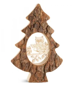 Zyx Music, chants de Noël Allemands traditionnels Sapin En Bois Avec Chouette Ciselee, 18,5 Cm Outlet