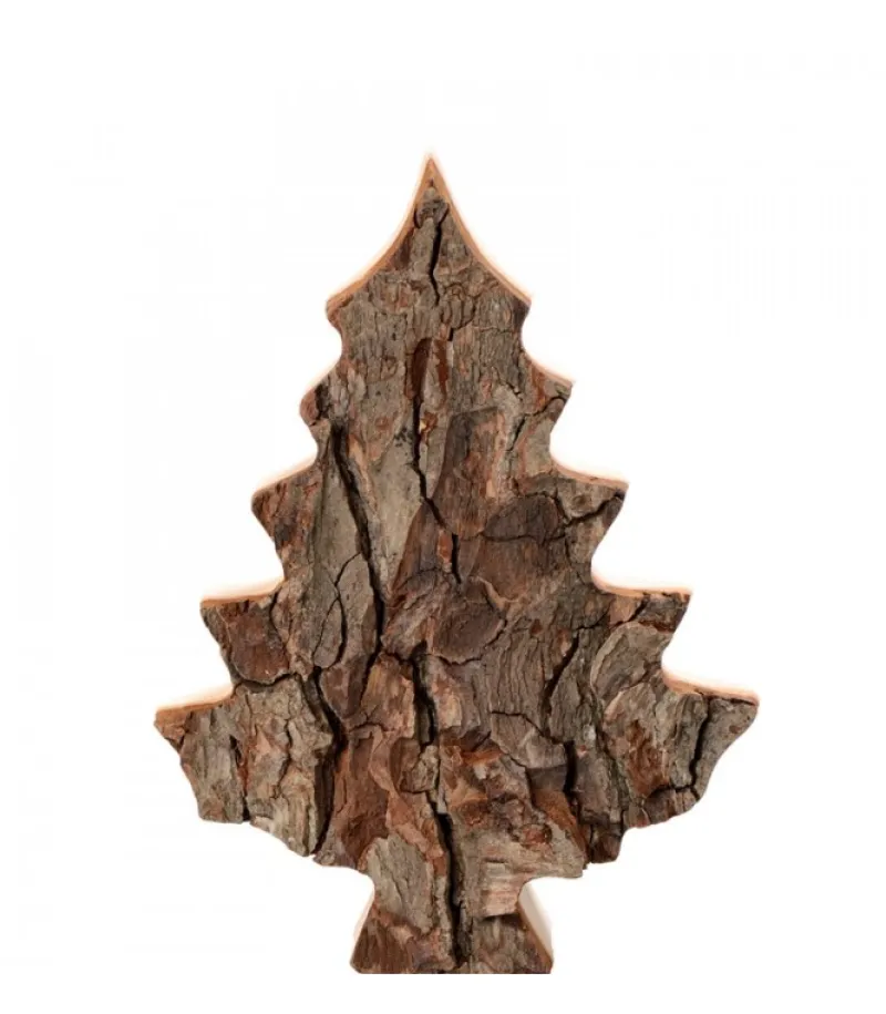 Waldfabrik, photophore en bois et étoile sapin de Noël Sapin En Bois Déco En Ecorce 15 Cm