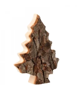 Waldfabrik, photophore en bois et étoile sapin de Noël Sapin En Bois Déco En Ecorce 15 Cm