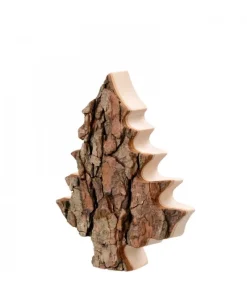 Waldfabrik, photophore en bois et étoile sapin de Noël Sapin En Bois Déco En Ecorce 12 Cm New