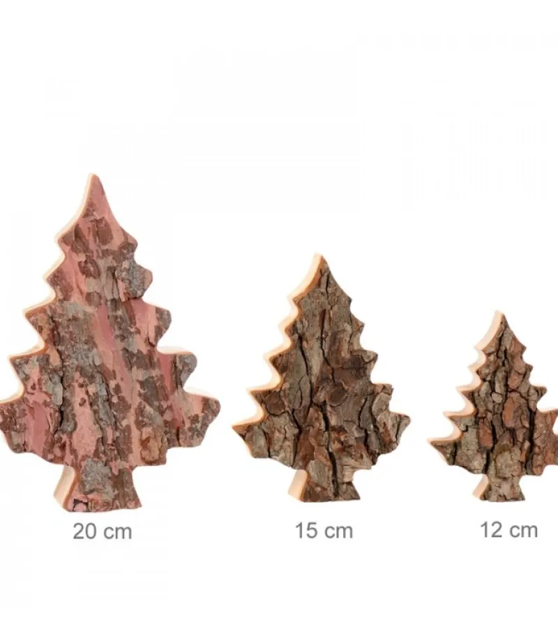 Waldfabrik, photophore en bois et étoile sapin de Noël Sapin En Bois Déco En Ecorce 12 Cm New