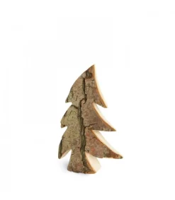 Waldfabrik, photophore en bois et étoile sapin de Noël Sapin En Bois, Forme Penchee, 12 Cm