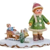 Hubrig, figurines pour enfant Village De Noël Miniature, Fillette Avec Petit Frere Sur Luge