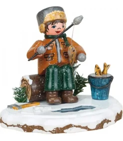 Hubrig, figurines pour enfant Village De Noël Miniature, Pecheur A La Ligne New