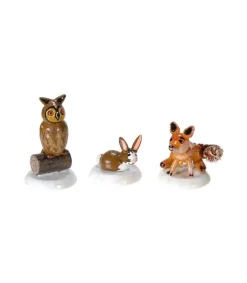 Hubrig, figurines pour enfant Village De Noël Miniature, Renard Chouette Et Lapin Hot