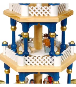 Richard Glasser, Pyramides de Noël allemandes Weihnachtspyramid Allemande 2 Etages Blanc Bleu Discount